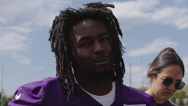 Demond Claiborne at Vikings rookie minicamp in Eagan.