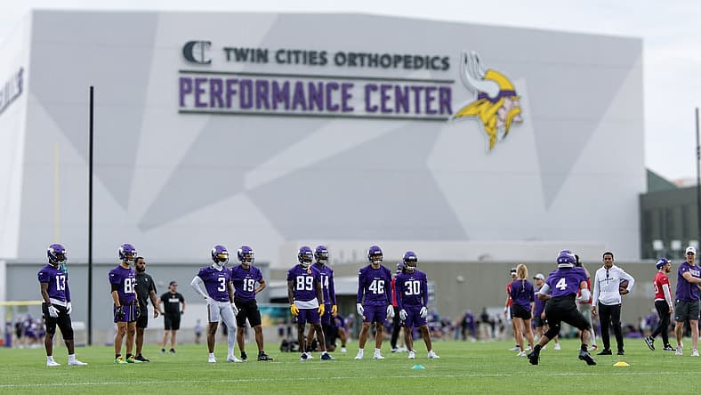 Vikings players participate in OTA drills at the TCO Performance Center in Eagan. Minnesota Vikings training camp