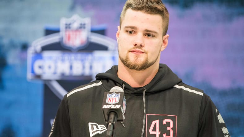 Kenny Willekes speaks to media at 2020 NFL Combine in Indianapolis.