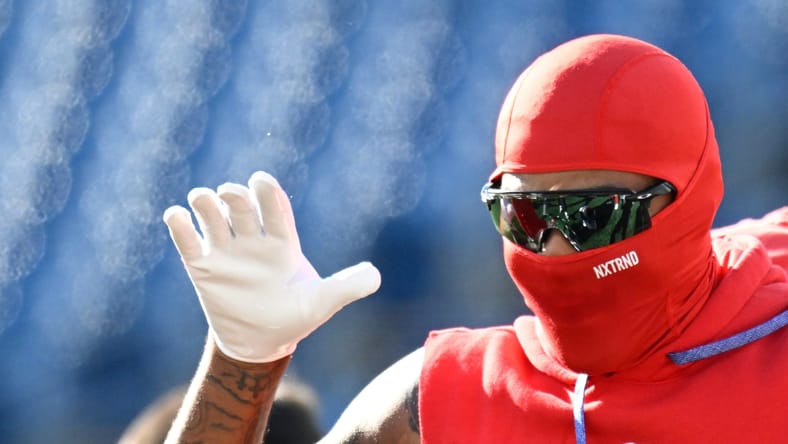 Kendrick Bourne warms up before the Patriots faced the Colts.