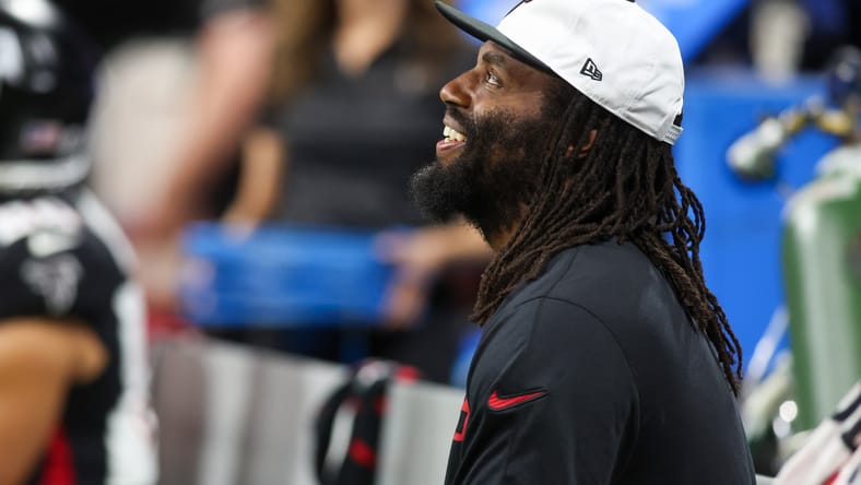 Matthew Judon on the Falcons sideline during a game vs. Jaguars. ESPN claimed Judon would fit well with the Vikings in 2025.