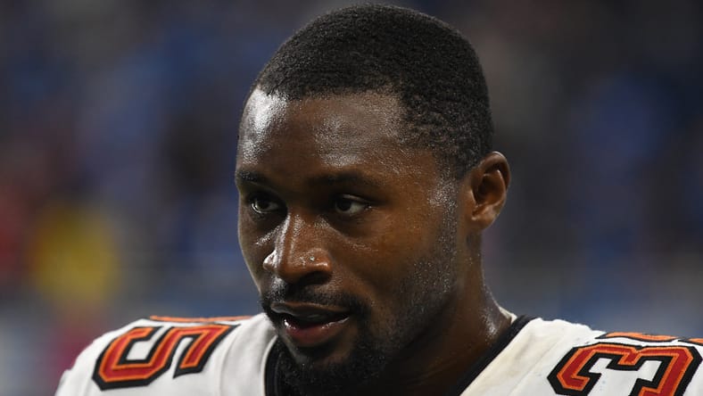 Jamel Dean surveys the field postgame in Detroit. Dean could be a sweet fit for the Vikings if released by TB.