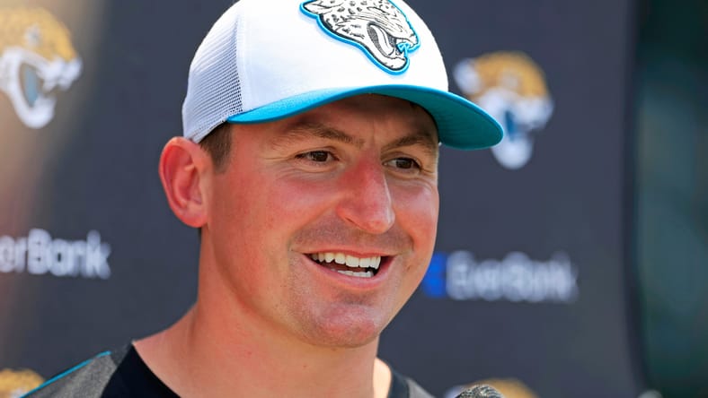 Grant Udinski speaks at Jaguars OTAs