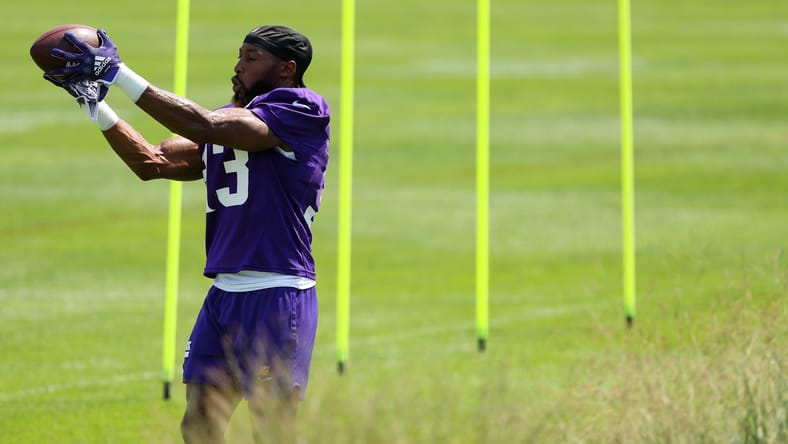 Vikings RB Aaron Jones at 2025 Training Camp.