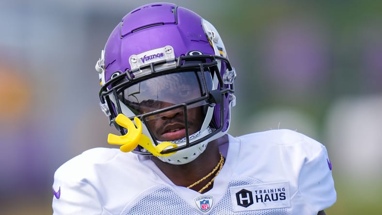 Jordan Addison at Vikings training camp in 2023.