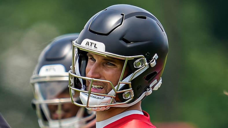 Kirk Cousins at minicamp in 2025.