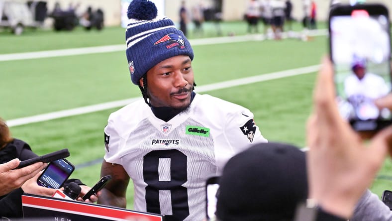 Stefon Diggs at Patriots training camp in 2025.