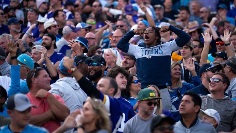 Titans fans cheer for Will Levis in 2024.