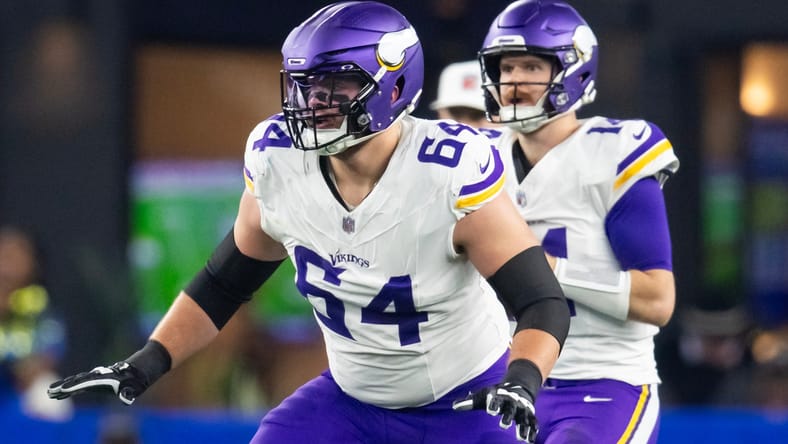 Blake Brandel in the 2024 playoffs for the Vikings