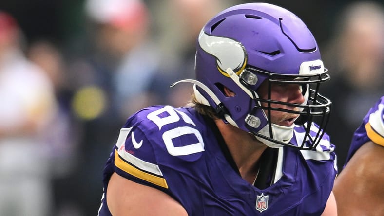 Vikings OL Joe Huber in the preseason of 2025