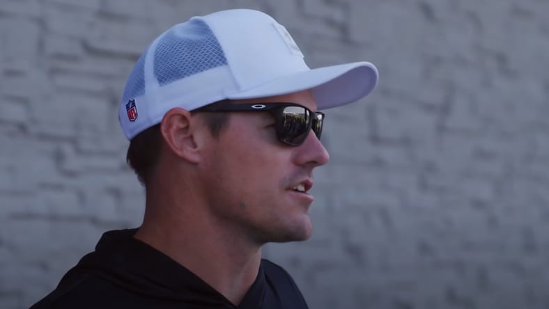 Kevin O’Connell addresses the media at Vikings and Patriots joint practice.