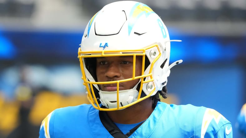Chargers RB Omarion Hampton in 2025.