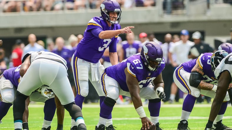 Trevor Siemian drops back to pass against Jaguars in preseason.