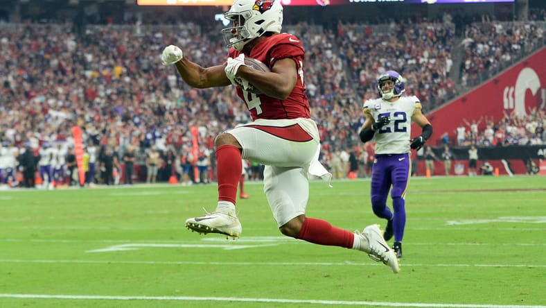 Rondale Moore scores touchdown against Vikings at State Farm Stadium.
