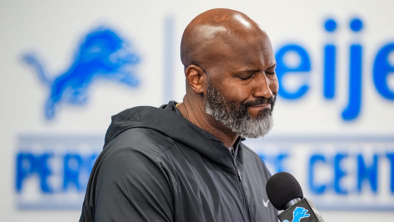 Lions GM Brad Holmes speaks to media about the team’s season.