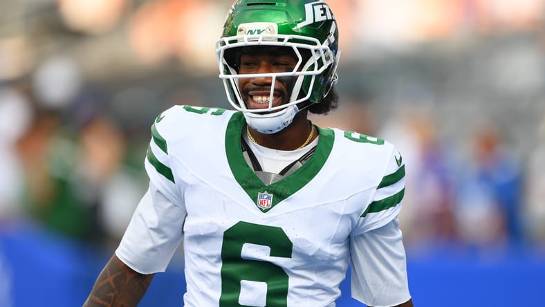 Malachi Corley looks on before the Jets faced the Giants.