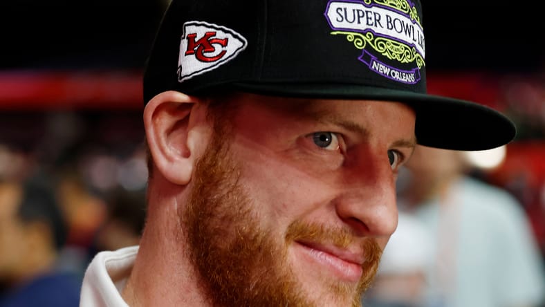 Carron Wentz in 2025 before his Chiefs lost the Super Bowl