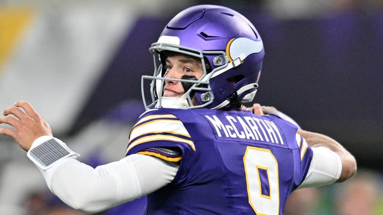 J.J. McCarthy in Week 2 against the Atlanta Falcons