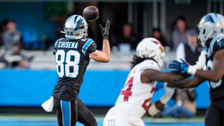 Dan Chisena makes catch for Panthers against Cardinals in 2024.