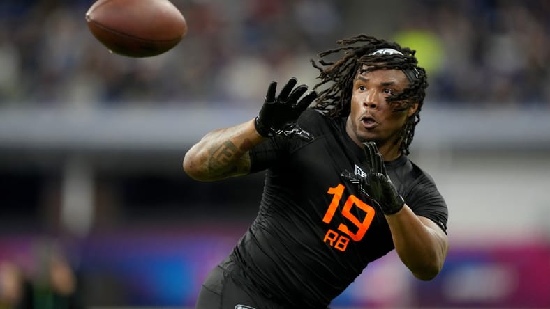 Corey Kiner running back drills at 2025 NFL Combine.