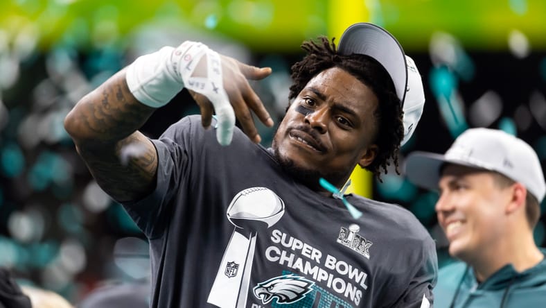 C.J. Gardner-Johnson celebrates Eagles’ Super Bowl LIX victory. Gardner-Johnson could be a fit for the Vikings