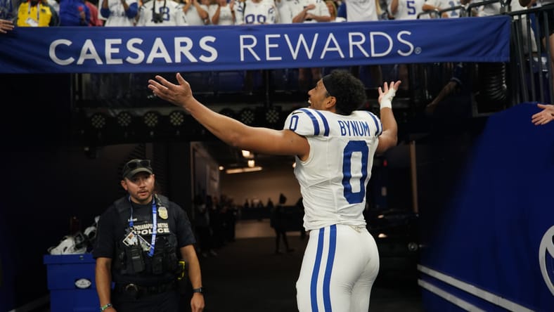 Former Vikings S Camryn Bynum celebrates with Colts fans after beating Denver.