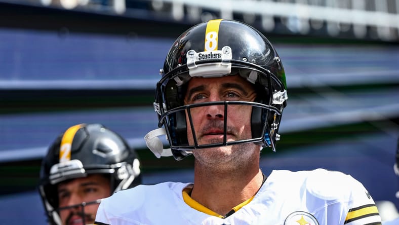 Aaron Rodgers in 2025 with the Steelers in Week 2
