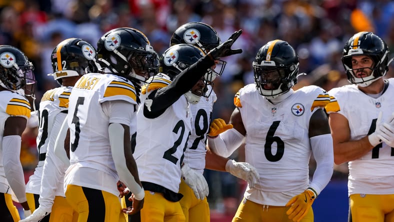 Steelers cornerback Brandin Echols celebrates interception at Gillette Stadium.