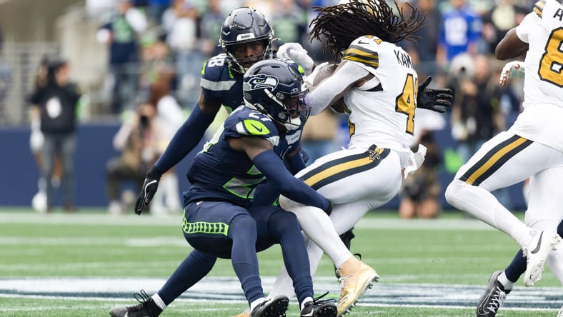 Seahaws CB Tariq Woolen against the Saints in 2025. Riq Woolen.