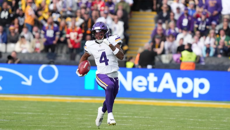 Vikings wide receiver Myles Price returns punt versus Steelers at Croke Park.