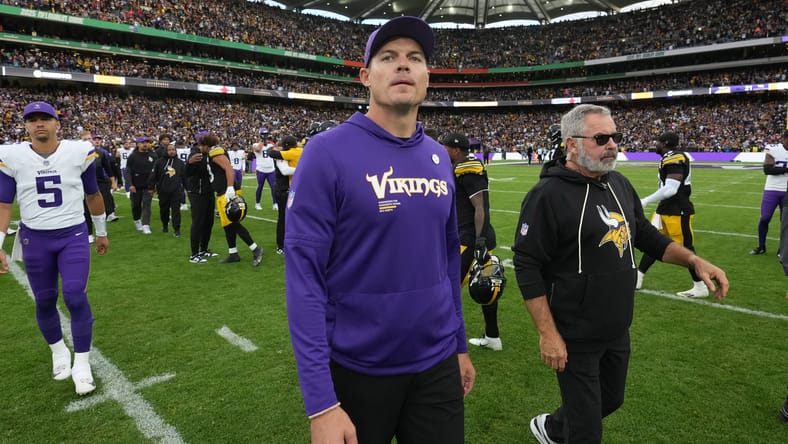 Minnesota Vikings HC Kevin O'Connell in Ireland in Week 4 of 2025.