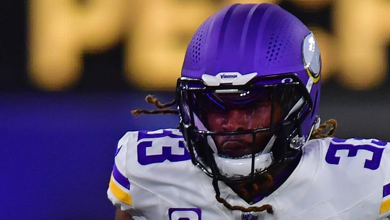 Vikings RB Aaron Jones in 2025 at the Los Angeles Chargers.