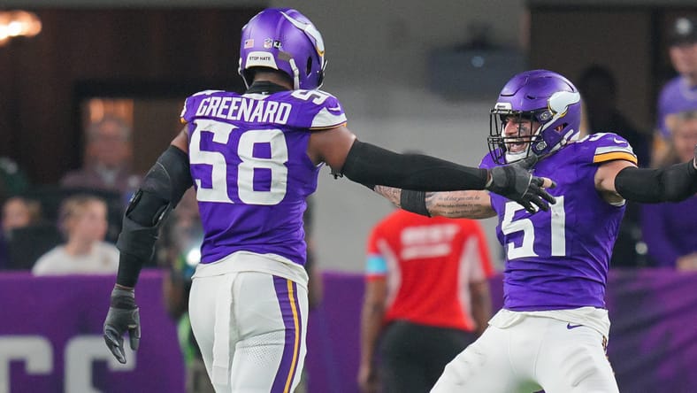 Vikings defenders Jonathan Greenard and Blake Cashman in 2024