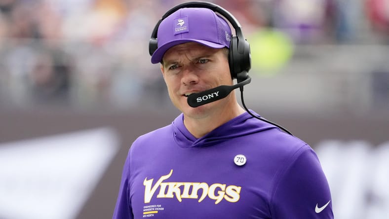 Vikings head coach Kevin O'Connell in London in Week 5 of 2025
