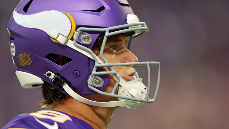 J.J. McCarthy takes the field at U.S. Bank Stadium before facing the Atlanta Falcons in Minneapolis.