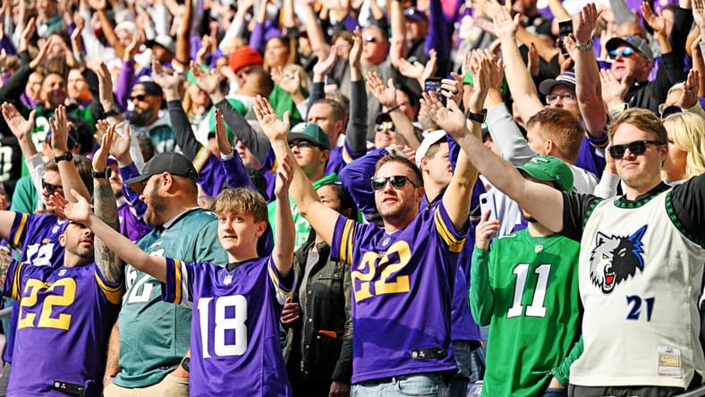 Vikings fans in Week 7 of 2025 at U.S. Bank Stadium