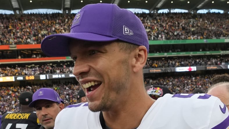 Vikings QB Desmond Ridder in 2025 in Dublin