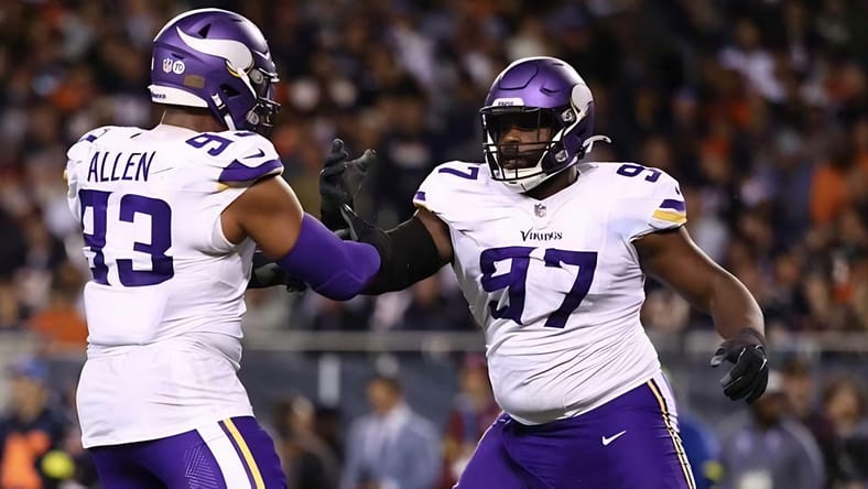 Minnesota Vikings defensive tackles Jonathan Allen and Javon Hargrave in Week 1 2025