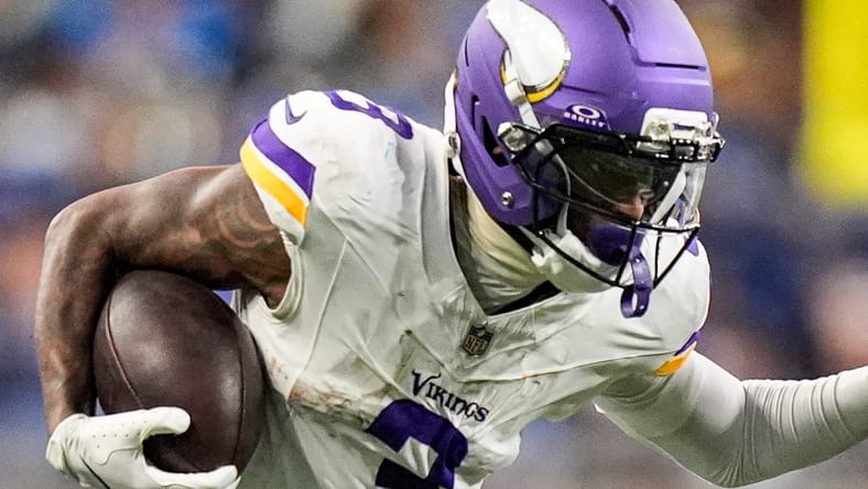 Vikings WR Jordan Addison at the Lions in 2025.