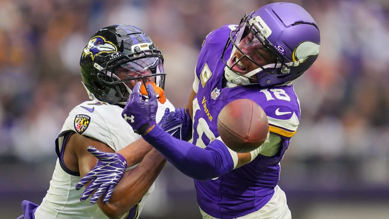 Vikings WR Justin Jefferson against the Ravens in 2025