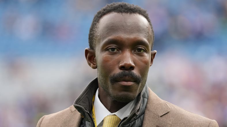 Kwesi Adofo-Mensah on the sideline before the game in Dublin.