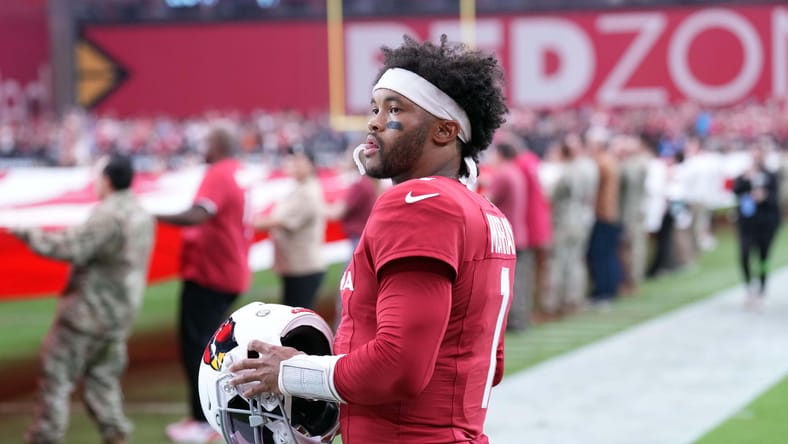 Kyler Murray during the national anthem before the Falcons game.