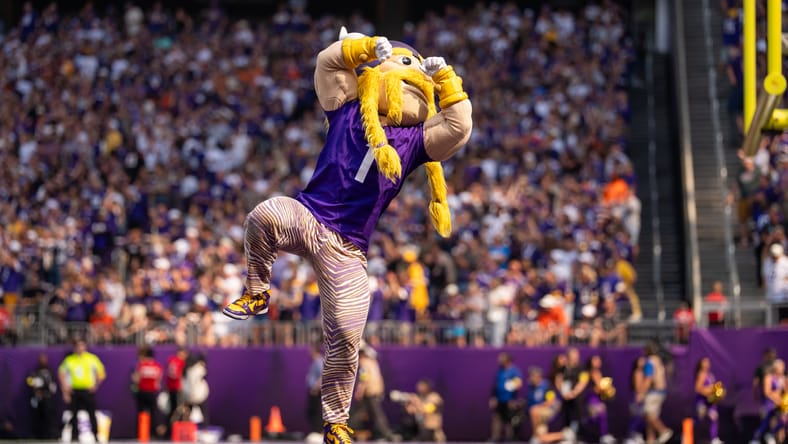 Vikings mascot Viktor in 2025