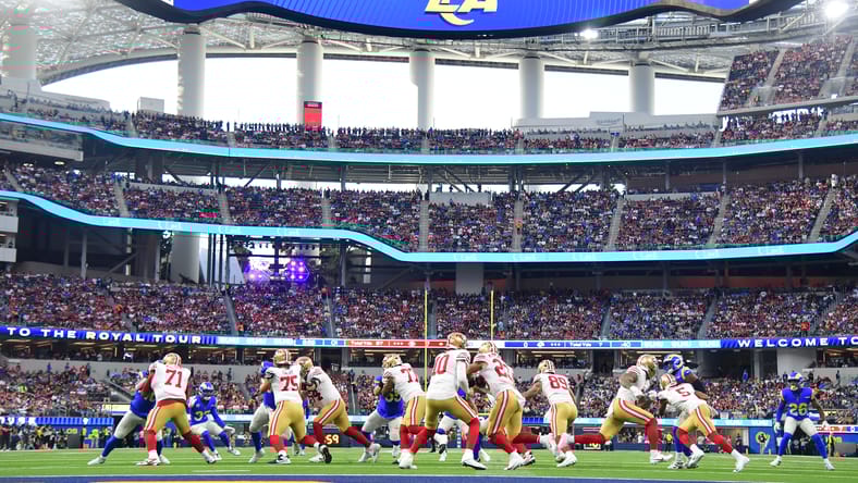 49ers QB Mac Jones against the Rams in 2025