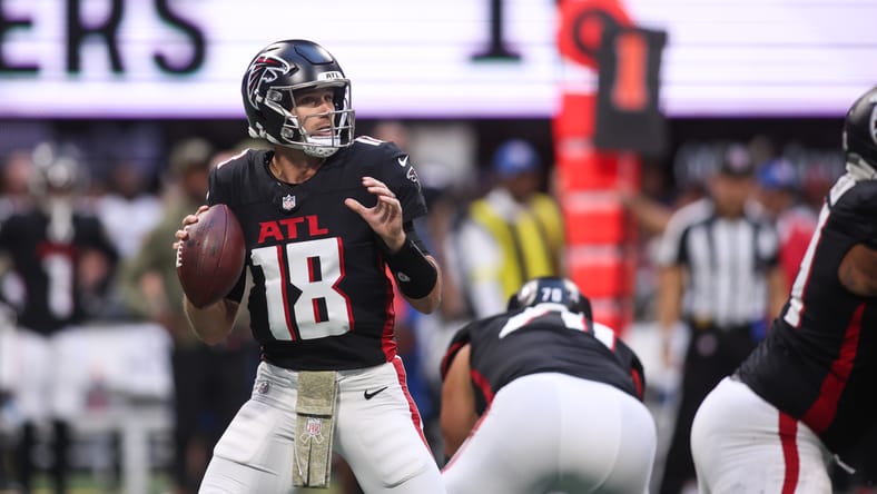 Falcons QB Kirk Cousins in 2025 agains the Panthers