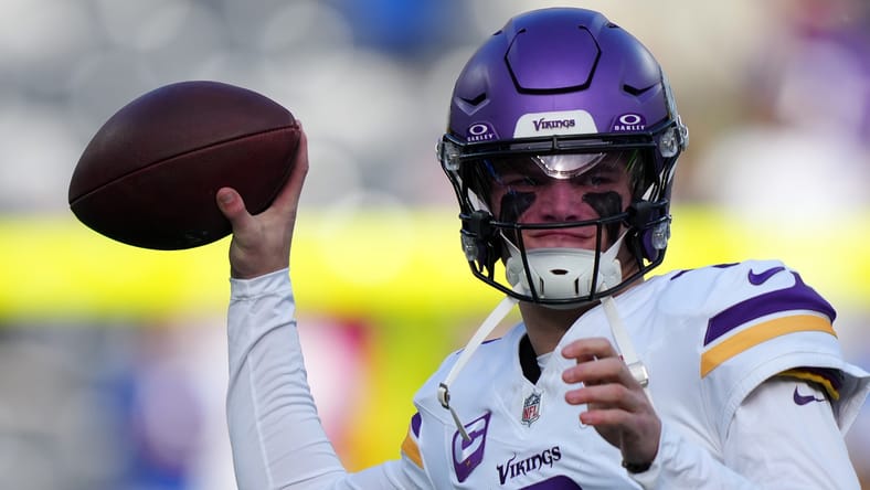 Vikings QB J.J. McCarthy against the Giants in 2025