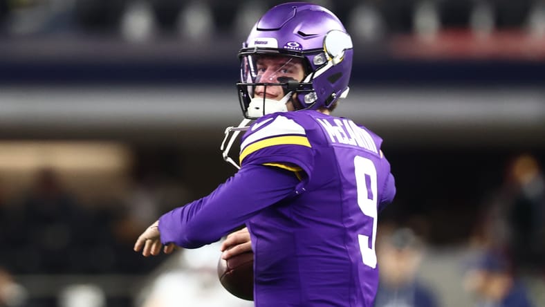 J.J. McCarthy against the Dallas Cowboys in Week 15 of 2025