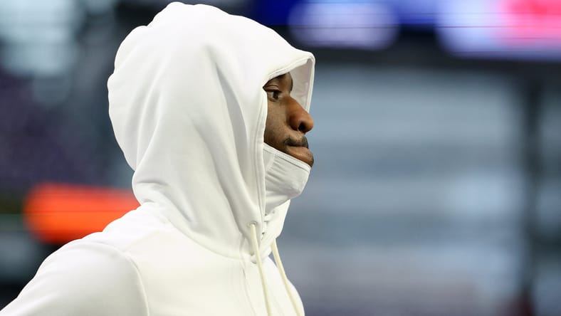 Jordan Addison looks on during Vikings warmups before a Lions game. Vikings first Pro Bowl.