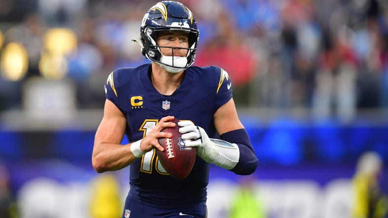 Chargers QB Justin Herbert against the Texans in 2025