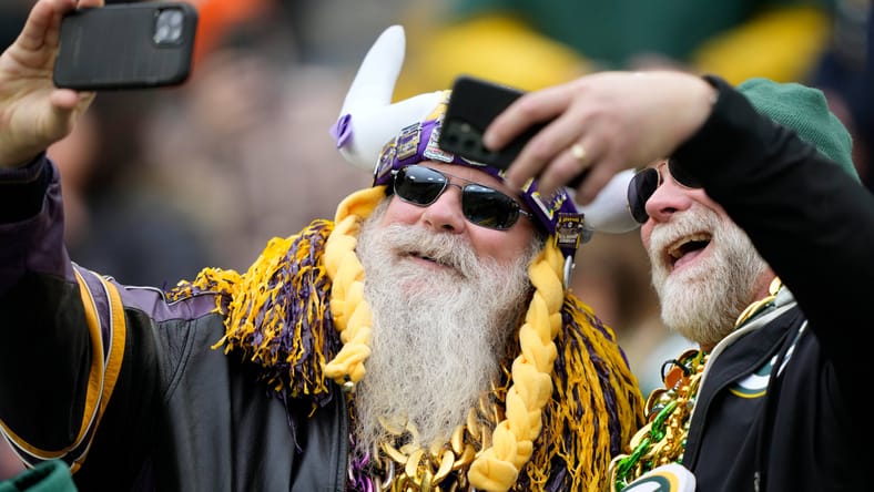 A Vikings fans at Lambeau Field in 2025.